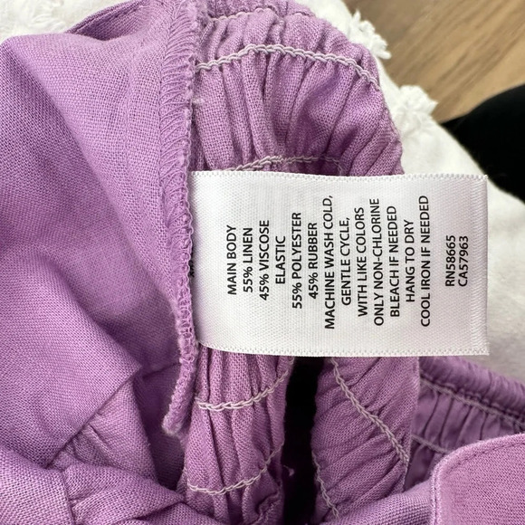 Open Edit V‎ Neck Linen Crop top- small Purple Lavender - Picture 5 of 5